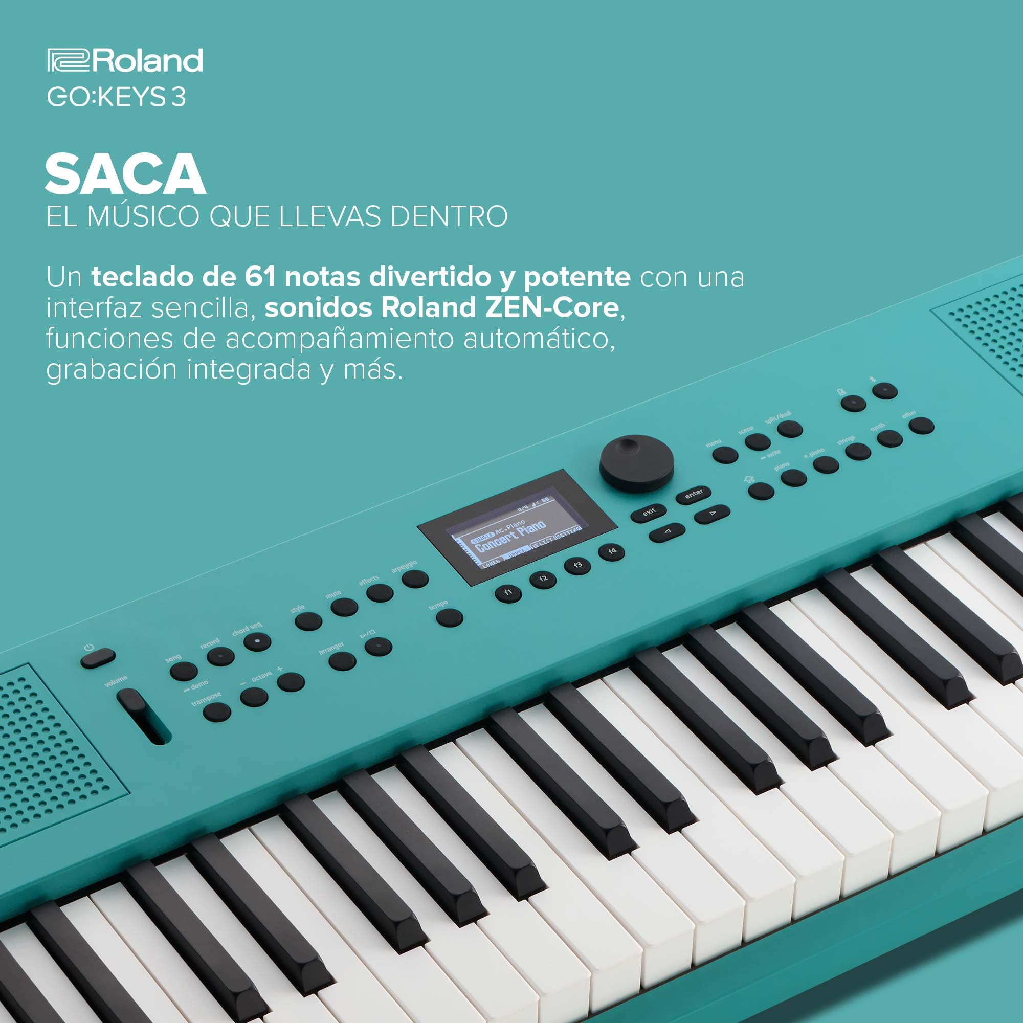 Teclado para creación musical Roland GO:KEYS 3 | Teclado de 61